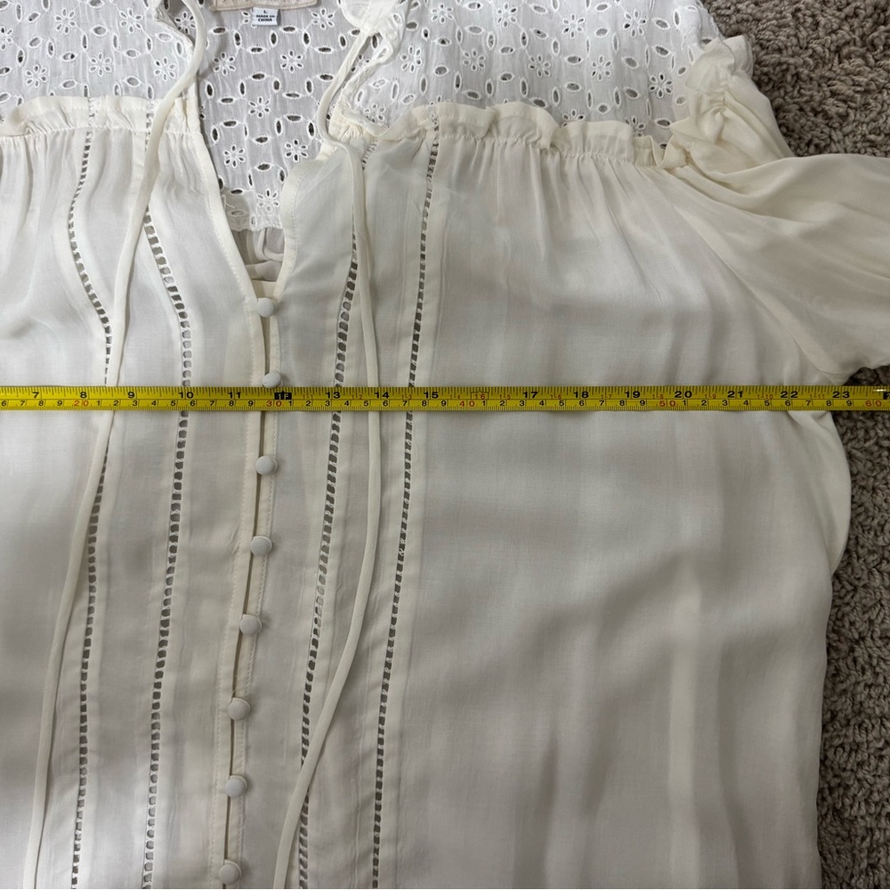 Johnny Was Cream Pleated Ruffled Blouse - Size L - Like New - Picture 8 of 9